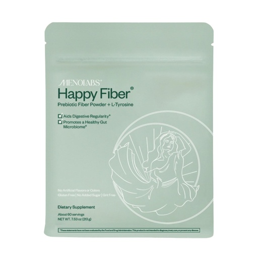 [BRSRAFQKCEFR6YLH] MENOLABS Happy Prebiotic Fiber Supplement - 60 Servings (213 g) - Expertly-Formulated Menopause Supplements for Women, with L-Tyrosine