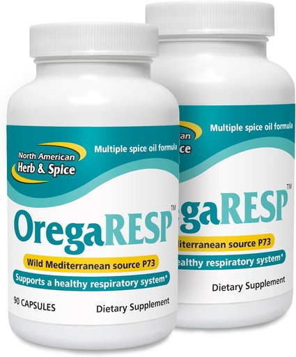 [BRSWYAYNCMGR633F] NORTH AMERICAN HERB & SPICE OregaResp P73-90 Capsules - Pack of 2 - Supports Immune & Respiratory Health - Multiple Spice Oil Complex with Oreganol P73 Oregano Oil - Non-GMO - 90 Total Servings