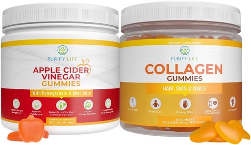 [BRSW2BAKA5YA4ETL] Apple Cider Vinegar & Collagen Bundle, Gummies for Womens Hair Growth, Healthier Skin & Nails (Bulk 90 Gummies) Joint Care Vitamin, Immune Support, Detox, Metabolism, Mens Womens Acid Reflux