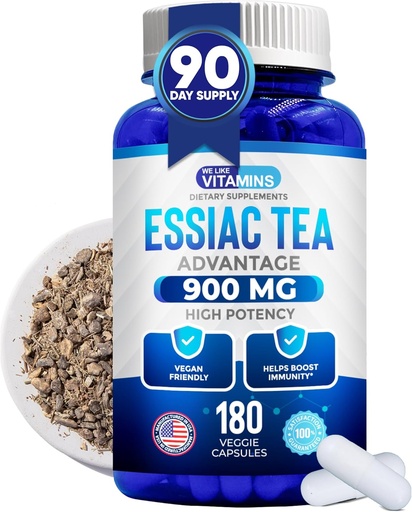 [BRSWKFDQAQDBYETE] Máme radi vitamíny Essiac Čajové kapsule - 180 gróf Imunitná podpora Supplement with Burdock, Sheep Sorrel, Slippery Elm & Turkey Rebarbora - Originálne Essiac Tea 900mg Daily Dose
