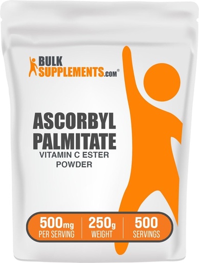 [BRSWIGT3BZ6QKALK] BulkSuplements.com Accorbyl Palmitate Powder - Vitamin C Ester, Vitamin C Suplemen - Gluten Bebas, 500mg per Serving, 250g (8.8 oz) (Paket 1)