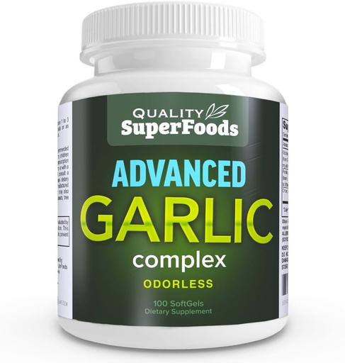 [BRSWIH36CYIB2DDI] Advanced Garlic Complex - Quality SuperFoods (100ct) Maximální síla Complex Obsahuje směs Odorless česnek (Allium sativum), Petrselinum crispum, a chlorofyll.