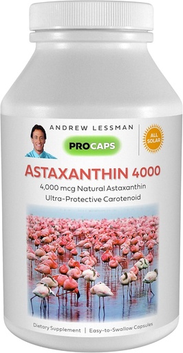 [BRSWGGIRO5YQGCTH] ANDREW LESSMAN Astaxanthin 60 Softgels - 4000 mcg Natural Astaxanthin, Powerful Anti-Oxidant Carotenoid. Protection for Eyes, Heart, Skin and More. No Additives. Easy to Swallow Softgels