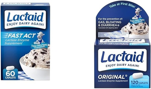 [BRSRAZYRCUNWCCDL] Lactaid Fast Act 60-Pack Original Strength 120-Count Lactose Intolerance Caplets with 9000 FCC Lactase Units