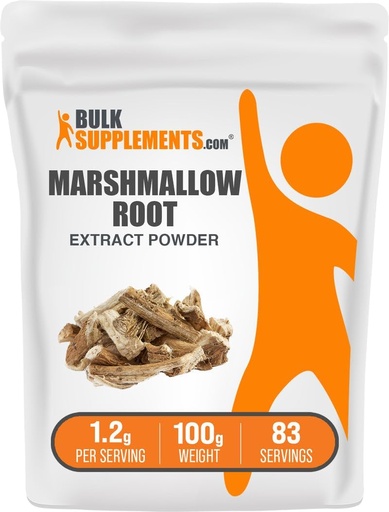 [BRSWKHYRBF6RGHDI] BulkSupplements.com Marshmallow Root Extract Powder - Marshmallow Root Supplement, Herbal Supplement - Gluten Free, 1.2g per Serving, 100g (3.5 oz) (Pack of 1)