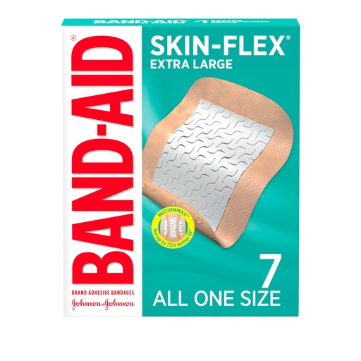 [BRSWKH3YPMGQ2GDF] BAND-AID Brand Skin-Flex Adhesive Bandages, Extra Large, 7 Count | Flexible Protection, Sterile Wound Care for Minor Cuts, Scrapes & Burns, First Aid Kit Essential, For Fingers, Hands & Knees