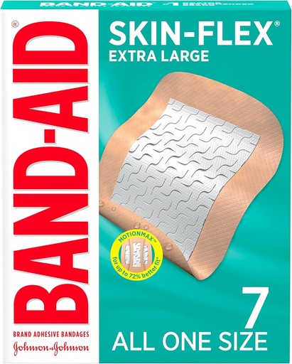 [BRSWKH3YPMGQ2GDF] Band-Aid Brand Skin-Flex Adhesive Bandages for First Aid and Hood Care of Minder Cuts and Scrapes & Burns, Fingers & Knees的软体固态带,特大,全一尺寸,7厘米