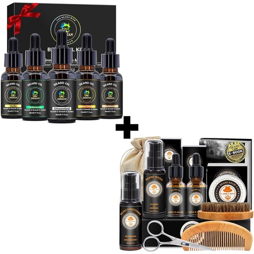 [BRSRMCANOAFBQFDV] XIKEZAN Gifts for Men w/Beard Kit and 5 Scented Beard Oil