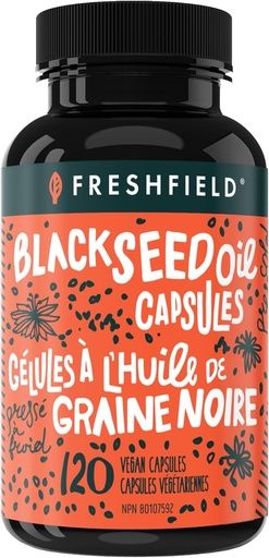 [BRSWYFQZOYAR4YA2] Freshfield Black Seed Oil: Thymoquinone, Premium (Black Cumin Seed Oil, Nigella Sativa) ← Cold Pressed ← Vegan ⋅ Ultra Strength ← Pure y 100% Natural. (120 cápsulas)