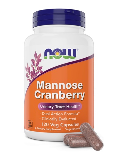 [BRSROYICDIORYCTZ] NOW Foods Mannose Cranberry, 120 Veg Capsules - with PAC - 450mg dMannose, 250mg Whole Cranberry - Bladder Cleanse and Urinary Tract Health* - Vegan Friendly Supplement, Non-GMO