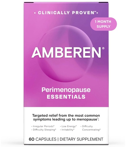 [BRSROYI5O4FBYCA7] Amberen Perimenopause Supplement, 60 Capsules, Clinically Proven, Helps Support Hormone Balance, Helps Relieve Peri-Menopause Symptoms: Difficulty Sleeping, Irritability, Low Energy and More