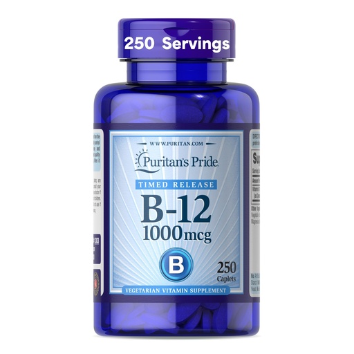[BRSWIZQ3OVYRQAI3] Puritan's Pride Timed Release Vitamin B-12 1000mcg, Vegetarian Dietary Supplement for Energy Metabolism, Heart, Circulatory, and Nervous System Health Support, 8 Month Supply, 250 Caplets