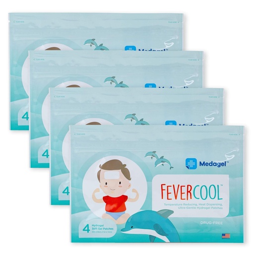 [BRSWYGT7CV6GMGQ3] Medagel FeverCool Patches - Cooling Patches for Fever, Migraine & Headache Relief | Made in The USA | Cool Temperature | Mess & Odor Free | Adults & Kids 2+ | 4 Packs (16 x Patches)