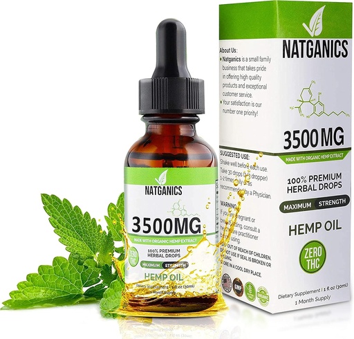 [BRSWY2QKBUJRED3A] Organic Hemp Oil 3500mg - Ultra Premium Hemp Oil Drops 3500mg - Natural Hemp Oil Extract Tincture - Non-GMO Ultra-Pure CO2 Extracted Drops - Omega Fatty Acids 3 6 9 - Organically Grown & Made in USA
