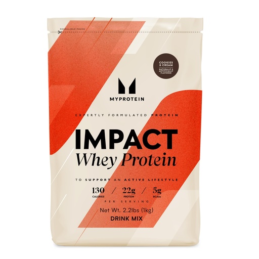 [BRSWIGD3CYCRKHYV] Myprotein Impact Whey Protein Powder, 2.2 Lbs (32 Servings) Cookies & Cream, 22g Protein & 5g BCAA Per Serving, Protein Shake for Superior Performance, Muscle Strength & Recovery, Gluten Free