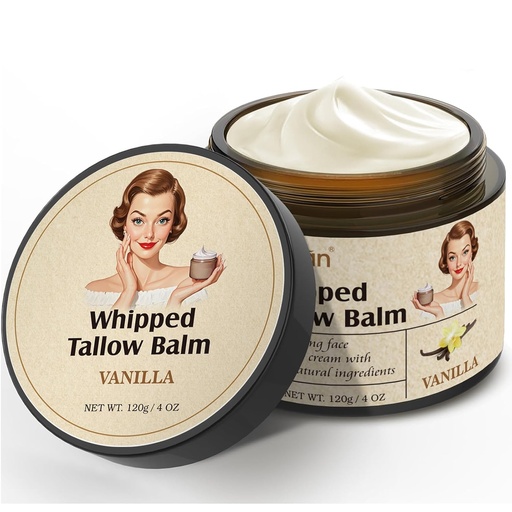 [BRSRAH3QA5YRODLK] Tavuk Tallow for Skin, Zeytinyağsı ile Tallow Balm, Grass Fed İnek Fat Face Moisturizer Cream Body Lotion for Kuru Skin, for Men & Women, 4 Ounce Vanilla