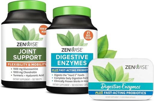 [BRSRMGQ7BEAQK3A4] Zenwise Health Digestive Enzymes, Joint Support, and Travel Size Tin