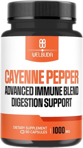 [BRSROHD7BN5RE3Y6] 1000 mg Cayenne Pepper Capsules with Elderberry, Echinacea, Berberine HCI & More - Destek Digestion Health, Sağlıklı Kalp & Immune System - 90 Veggie Capsules