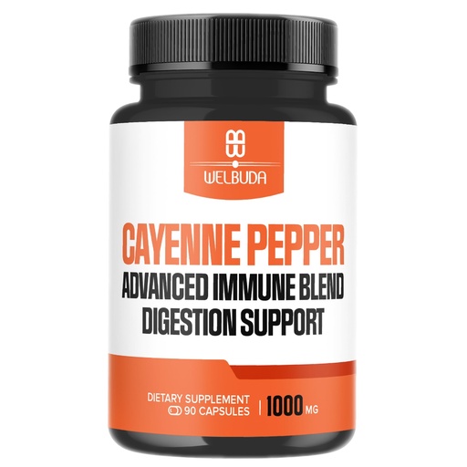 [BRSROHD7BN5RE3Y6] WELBUDA 1000mg Cayenne Pepper Capsules with Elderberry, Echinacea, Berberine HCI & More - Support Digestion Health, Healthy Heart & Immune System - 90 Veggie Capsules