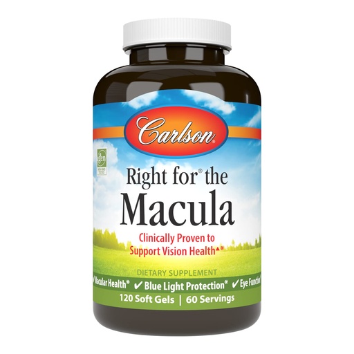 [BRSWIYILCUAAEDLA] Carlson - Right for The Macula, Clinically Proven to Support Vision Health, Macular Health, Blue Light Protection & Eye Function, 120 Softgels