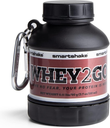 [BRSWYZA3BUPRY2DD] Smartshake Whey2Go Black חלבון אבקת אחסון 50g - BPA Free Shaker Bottle Funnel עבור אבקת חלבון Whey + חלבון שקד 110 מ"ל, DC Comics Batman Gifts for Men (שחור)