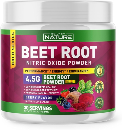 [BRSROBILCUNB6ELU] Beet Root Nitric Oxide Powder Supplement - Organic Beetroot Super Food Performance Booster for Circulation, Energy, Stamina, Blood Flow and Heart Health - Vegan, Non-GMO - Berry Flavor - 30 Servings