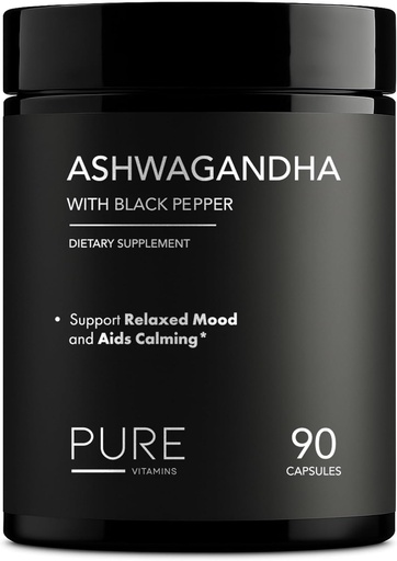 [BRSRA2QTCUCWMYI6] Organic Ashwagandha 1300mg with Black Pepper – Natural Stress Relief & Energy Support – 90 Vegan Capsules – Mood & Adrenal Support Supplement – Non-GMO, Made in USA