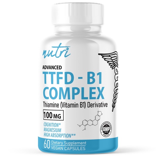 [BRSRAEAHCIARSHQ6] Nature's Fusions TTFD Thiamine B1 Supplement - 100mg 60 Servings - with 8mg Magnesium - No Toxic Fillers - TTFD Thiamine Tetrahydrofurfuryl Disulfide - Third Party Lab Tested - Nutri Supplements