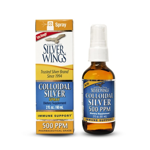 [BRSWIAQCDIFBG2TM] Natural Path Silver Wings Colloidal Silver - Extra Strength Liquid Immune Support Supplement- - 500ppm (2500mcg) - 2oz Spray
