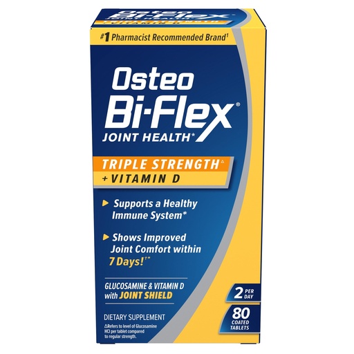[BRSWIZQMAR7BM3LC] Osteo Bi-Flex Triple Strength Glucosamine Chondroitin Supplement with Vitamin D, Improve Joint Function, Support Bone Health, 80 Coated Tablets