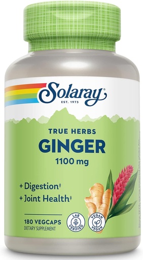 [BRSWIYT3OMAQ2334] SOLARAY Ginger Root 1100mg | Sağlamlıq Digestion, Birləşdirici və Motion & Stomach Discomfort Support | Bütün Kök | Qeyri-GMO & Vegan | 180 VegCaps