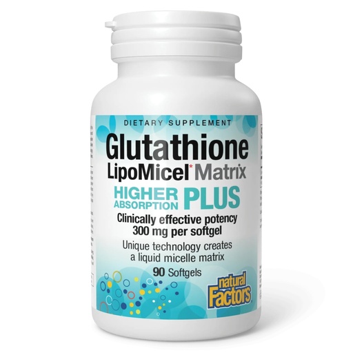 [BRSRMCQPAAFGYHLP] Natural Factors Glutathione LipoMicel Matrix 300 mg - Antioxidant Supplement for Healthy Aging & Immune Support - Non-GMO, Gluten-Free & Dairy-Free - 90 Softgels (45 Servings)