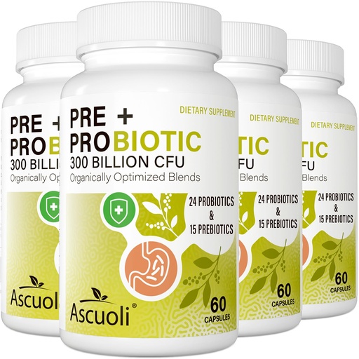 [BRSROH37BAMWOET6] Probiotics for Women & Men - 300 Billion CFU, 24 Strains + 15 Organic Herbs Prebiotics Blend, Daily Probiotic for Digestive Health, Immune, Gut, Bloating - 240 Vegetarian Capsule (240-Days Supply)
