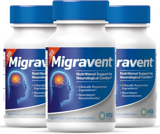 [BRSROBQ7CN7WY337] Vita Sciences Migravent – Advanced Nutritional Formula with Magnesium, CoQ10, Vitamin B2, and PA-Free Butterbur for Neurological and Vascular Support – 60 Capsules (Pack of 3)