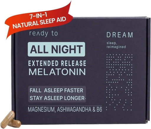 [BRSRMBD4DFYQIE3B] Dream Natural Sleep Aid för vuxna - Sömntillskott med Time Release Melatonin, Magnesium, Ashwagandha, B6 & Chamomile - Icke-Habit Forming Sleep Vitamins - 60 kapslar 11/30/25 Utgång