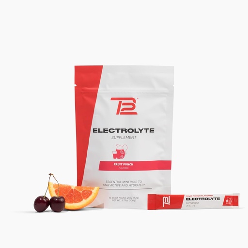 [BRSRAYYODIBBYELD] TB12 Electrolytes Powder Packets Fruit Punch - Mineral- Rich Electrolyte Powder for Fast Hydration af Tom Brady - Natural, Low Sugar, Vegan, Gluten- Free, Easy to Mix - 15 Stickpacks