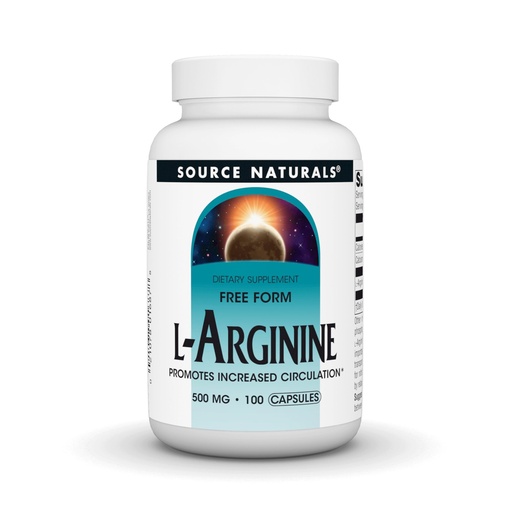 [BRSWI2YFAYDBGC3I] Source Naturals Free Form L-Arginine, Promotes Increased Circulation* - 500mg - 100 Capsules