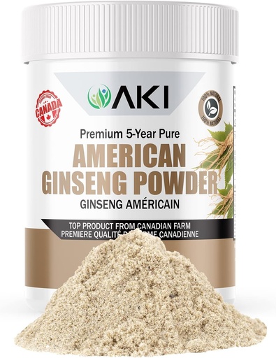 [BRSW2AY3BV6AYGQU] AKI American Ginseng Powder with 4% Ginsenosides - Ideal with coffee, Beverages like Smoothies - Pack of 1 (1.5oz/42.5g)