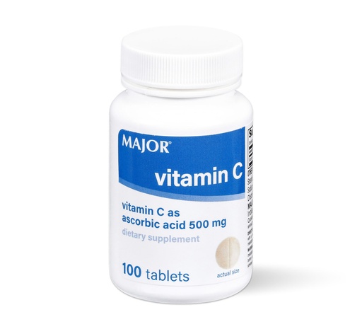[BRSWIZY5B4JQKEL2] MAJOR Vitamin C-500 mg Ascorbic Acid - Vitamin C Tablets - Dietary Supplement - 100 Count (1 Pack)