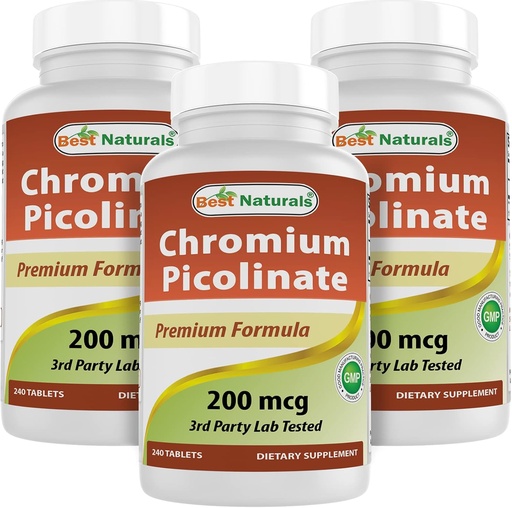 [BRSW2AQ3C4PAGCAU] Best Natures Chromeum Picoline 200 Mcg 240 Tablets (240 เคานต์ (Pack of 3)
