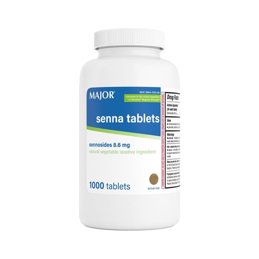 [BRSWIZY5BZ4BY3TU] MAJOR Senna 8.6 mg Natural Vegetable Laxative Tablets - Made with Sennosides - 1000-Count (1-Pack)