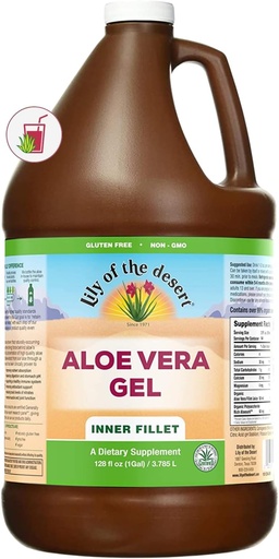 [BRSWKHQIAYFBKHT4] Lily of The Desert Aloe Vera Gel - Inner Fillet Thicker Consistency Aloe Vera Bebida con Vitaminas Naturales, Enzimas Digestivos para Gut Health, Stomach Relief, Wellness, Glowing Skin, 128 Fl Oz