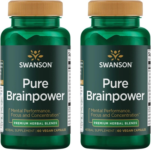 [BRSRMFA7OQCBQDTD] Swanson Pure Brainpower Brain Health Cognitive Memory Focus Support Brain-Derived Neurotrophic Factor (BDNF) Herbal Supplement (Ginkgo Biloba, Bacopa Monnieri) 60 Veggie Capsules (Veg Caps) (2 Pack)