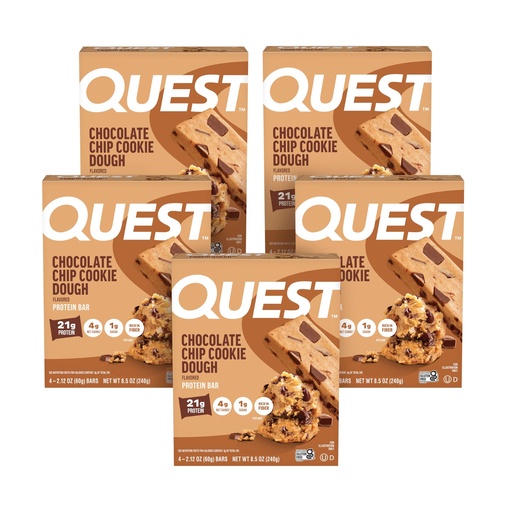 [BRSWKFQNBYOQY2LU] Quest Nutrition Chocolate Chip Cookie Dough - High Protein, Low Carb, Gluten Free, Keto Friendly, 2.12 Oz, 20 Count (4 Packs of 5)