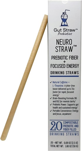 [BRSRAAIOCACWC3TA] Neuro Straw by Gut Straw - Natural Caffeine, L-theanine, B Vitamins & Prebiotic Fiber in an Eco-friendly Straw