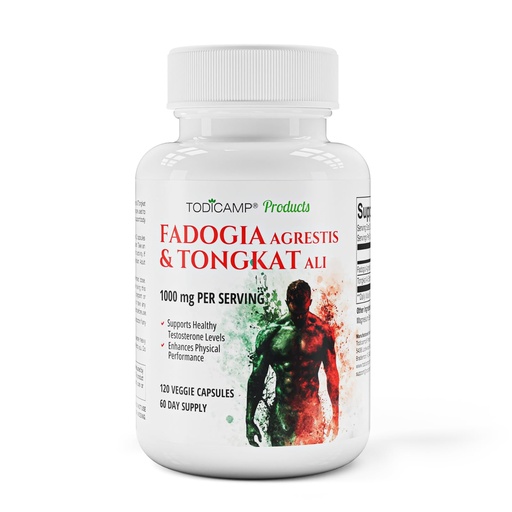[BRSW2C3QAF4BED3P] TODICAMP Fadogia Agrestis 20:1 with Tongkat Ali 1000mg Complex Longjack Tongkat Ali Extract with Fadogia Agrestis 600mg Supplement - 60 Days Supply