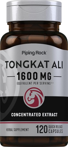 [BRSWIFDQAV4RUGT4] Piping Rock Tongkat Ali | 1600mg | 120 cápsulas | Extracto de Longjack | Suplemento de herba | Non-GMO, Gluten Free