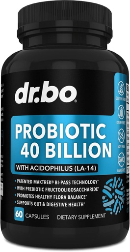 [BRSRMYITAQAQOCL7] Probiotic 40 Billion CFU Supplement - Lactobacillus Acidophilus Probiotics for Women & Men Capsules - Gluten Free Probiotics for Digestive Health Pills with Bifidobacterium, Plantarum, Paracasei, FOS