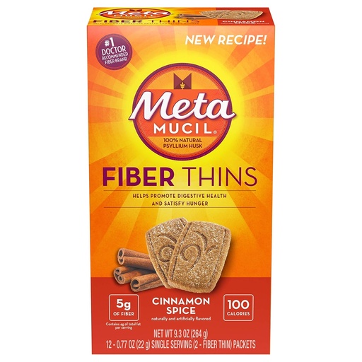 [BRSWIY3YDF4AEHD2] Metamucil Fiber Thins Cinnamon Spice - 12ct