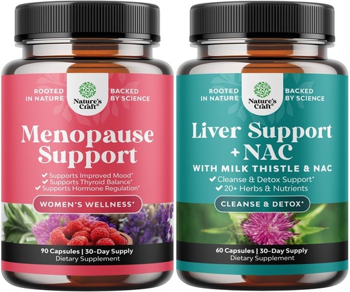 [BRSROCA3CBYBUA37] Bundle of Menopause Supplement for Women with Dong Quai, Vitex Chaste Berry & Black Cohosh and Liver Support NAC Supplement with Milk Thistle, Artichoke, Choline & Beetroot for Detox & Repair